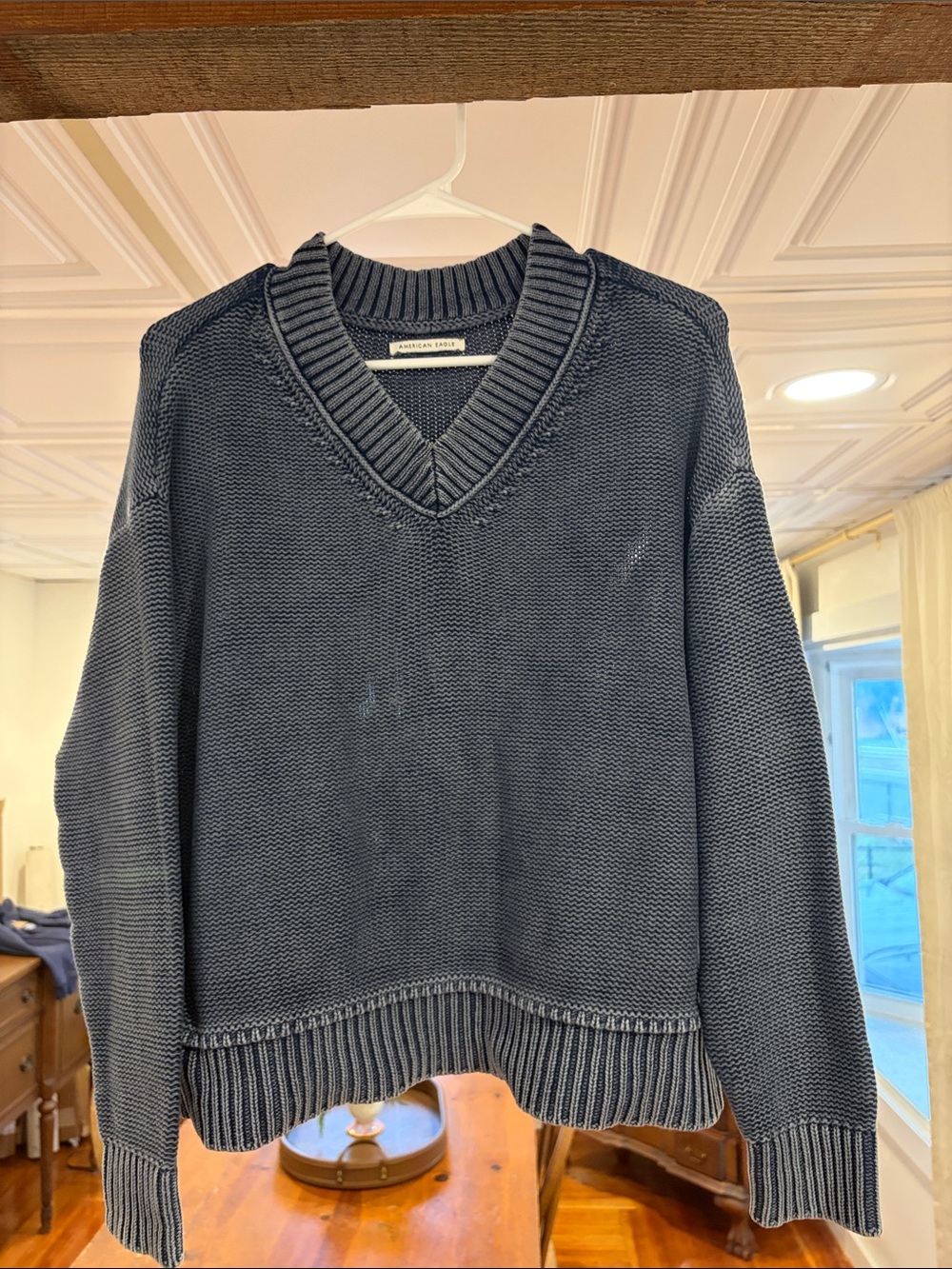 American Eagle Outfitters Navy V-Neck Knit Sweater